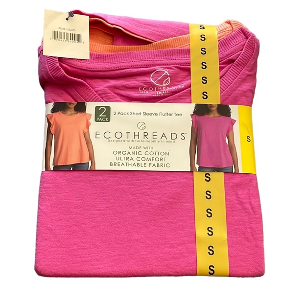 ECOTHREADS - 2 Pack Short Sleeve Flutter Tee - Picture 2 of 4